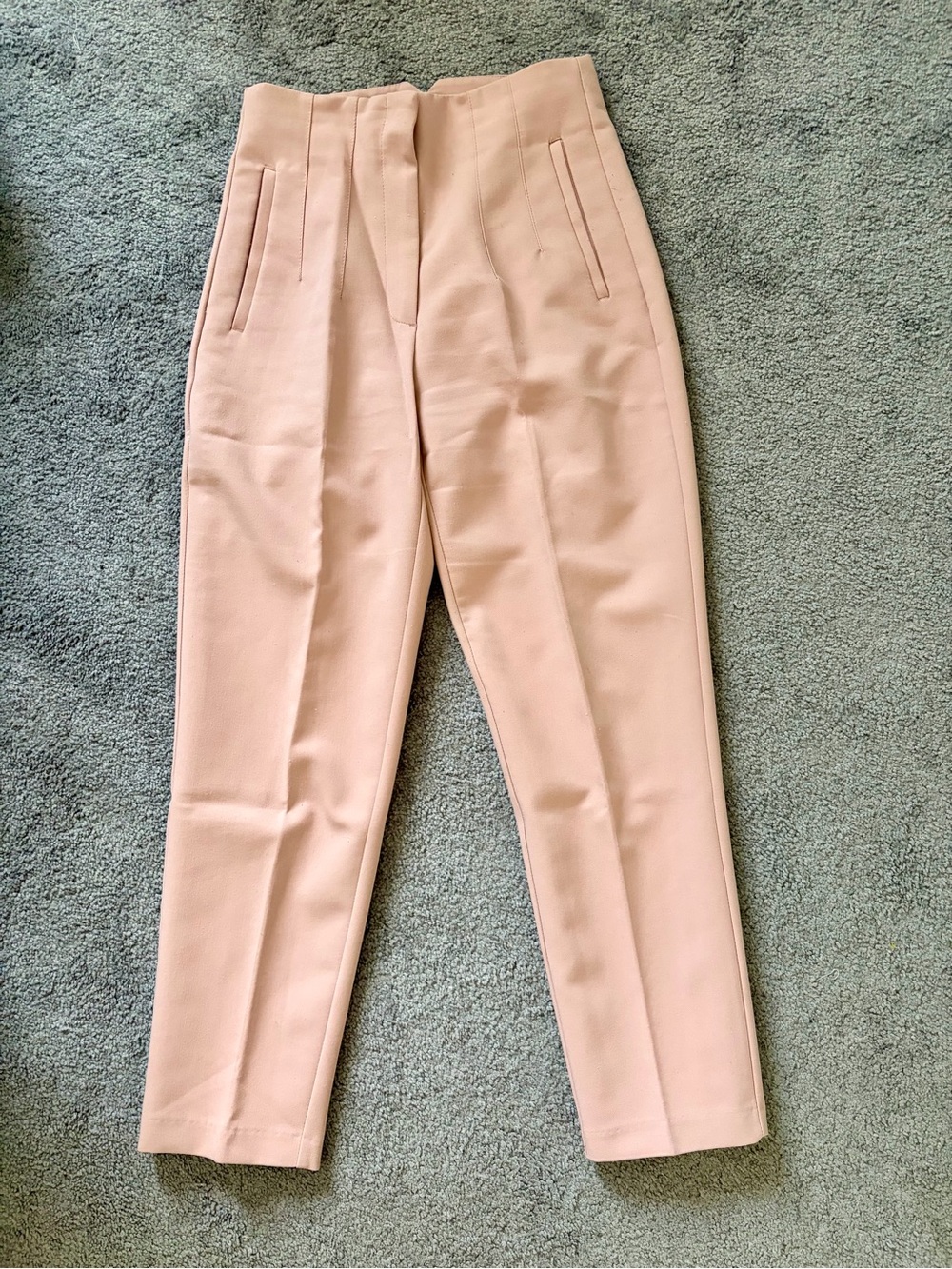 ZARA Blush High-Waist Tailored Pink Women's Trousers. Size S.